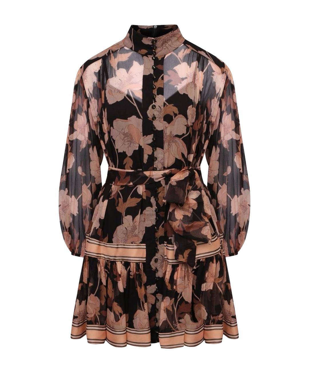 ZIMMERMANN Коричневое шелковое коктейльное платье, фото 4