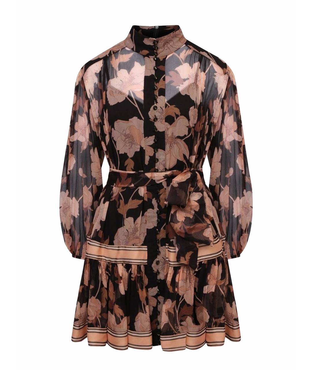 ZIMMERMANN Коричневое шелковое коктейльное платье, фото 1