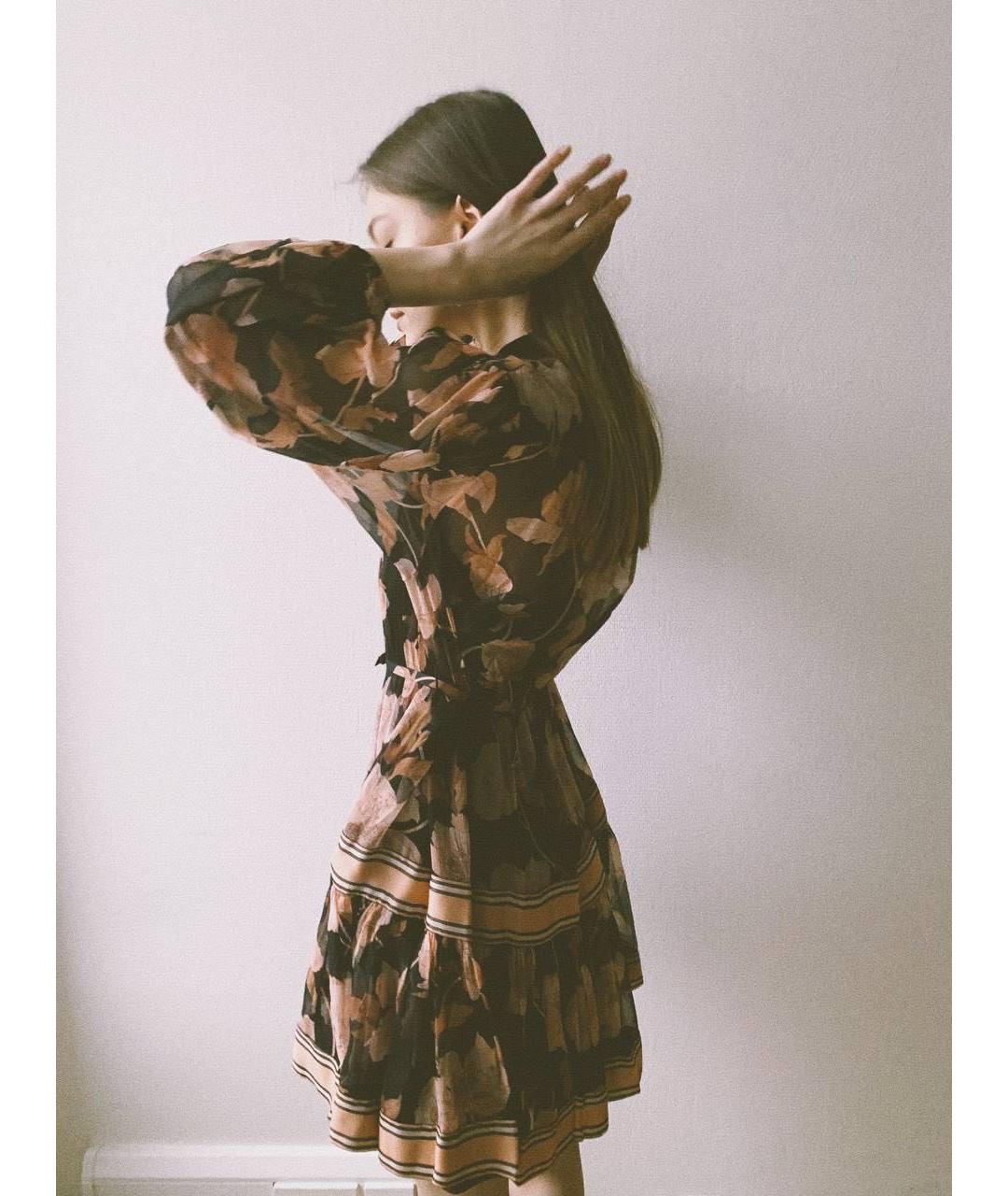 ZIMMERMANN Коричневое шелковое коктейльное платье, фото 3