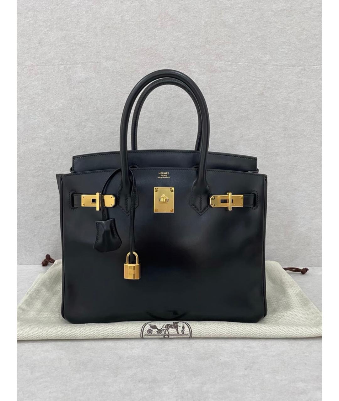 HERMES Черная кожаная сумка с короткими ручками, фото 2