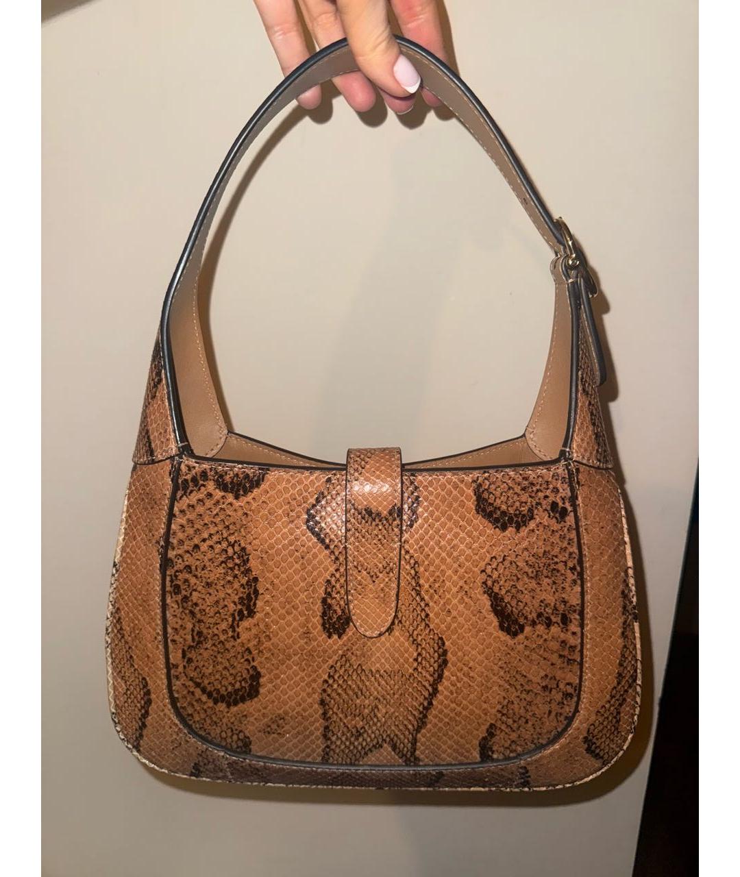 GUCCI Коричневая сумка с короткими ручками из экзотической кожи, фото 2