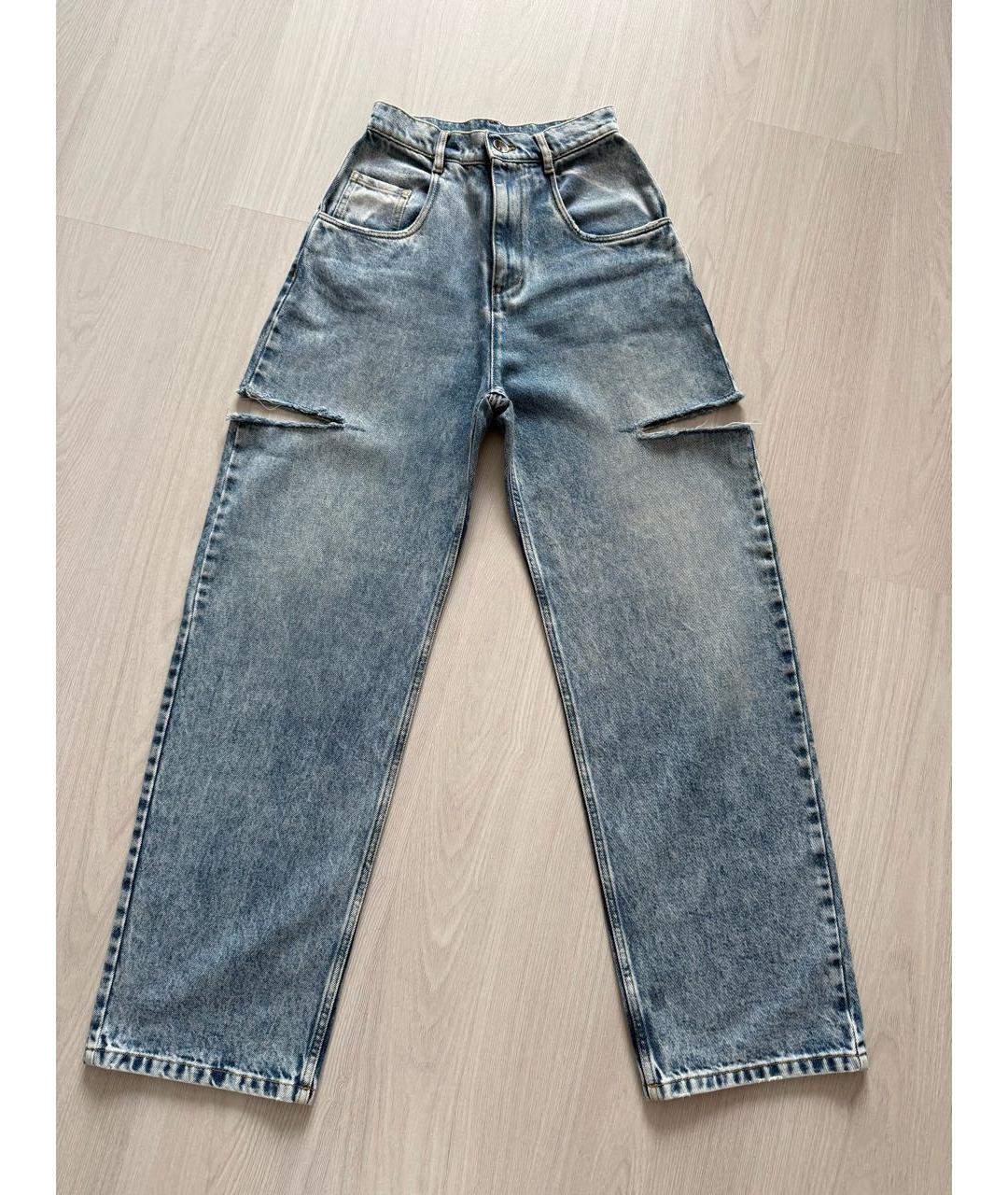 MAISON MARGIELA Синие хлопковые прямые джинсы, фото 7