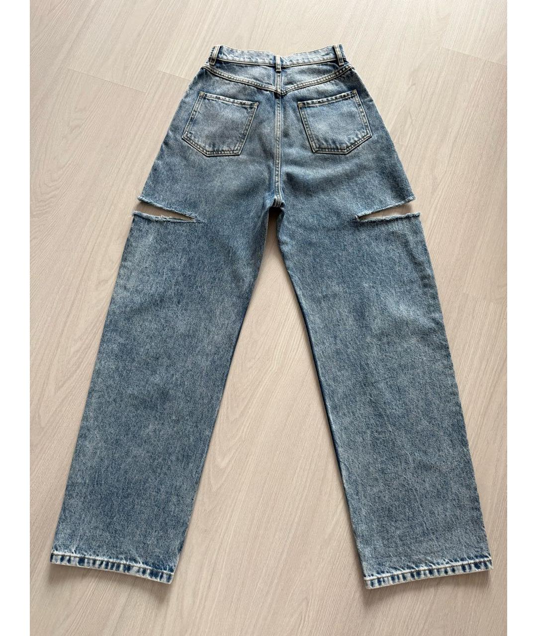 MAISON MARGIELA Синие хлопковые прямые джинсы, фото 2