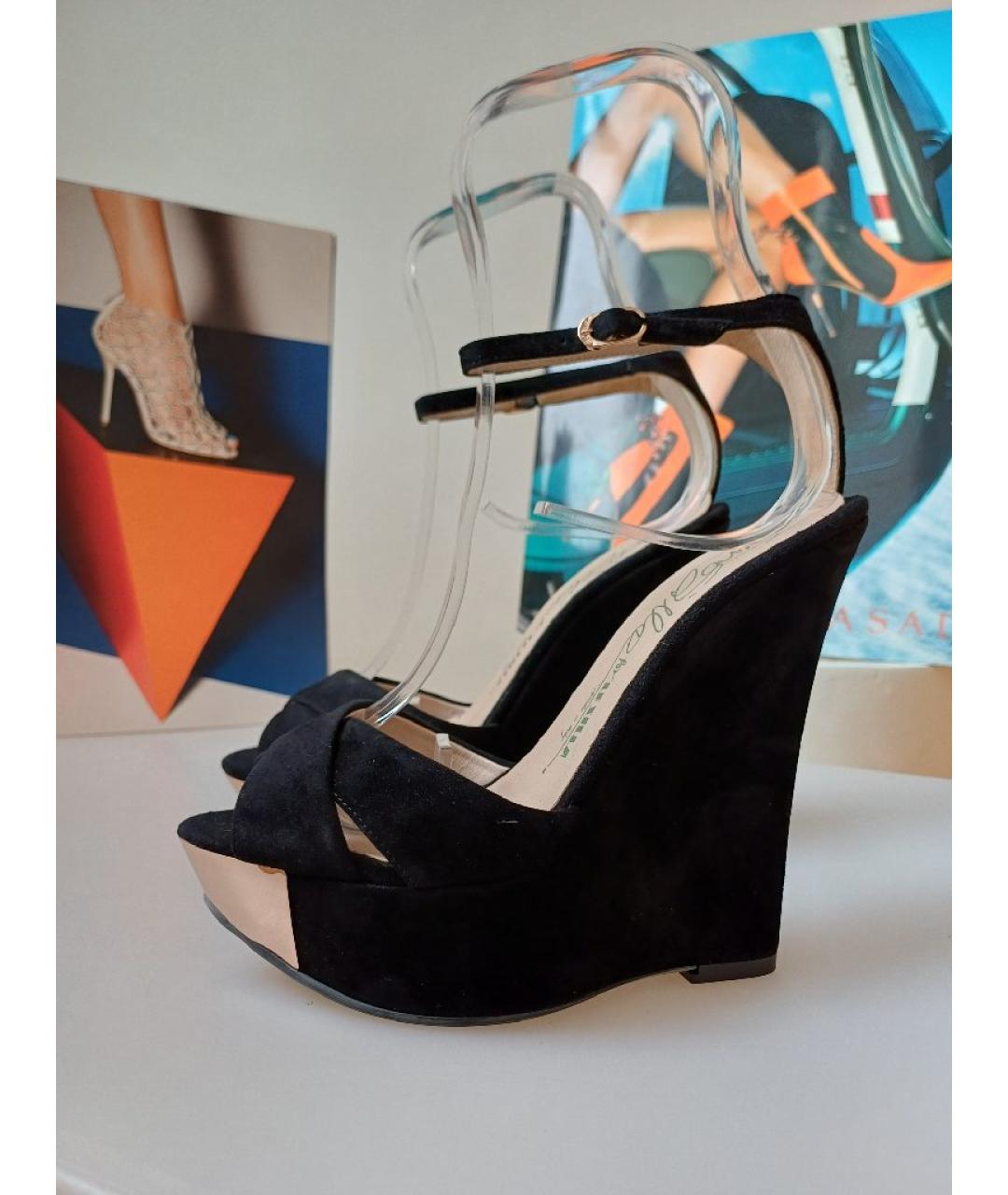 LE SILLA Черные замшевые босоножки, фото 2