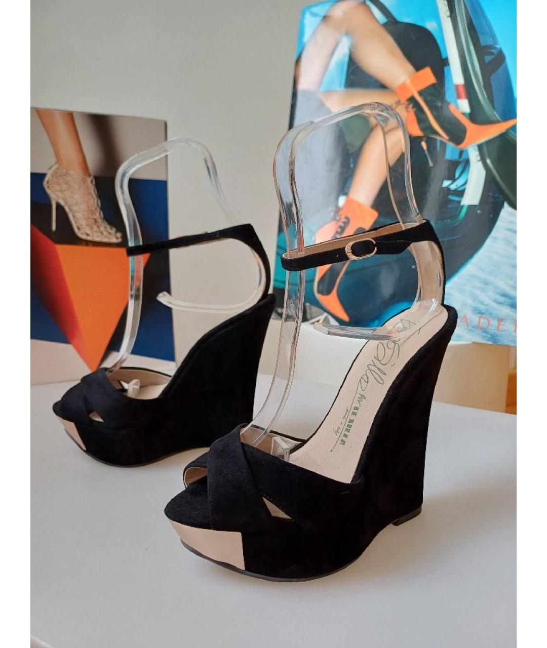 LE SILLA Черные замшевые босоножки, фото 3