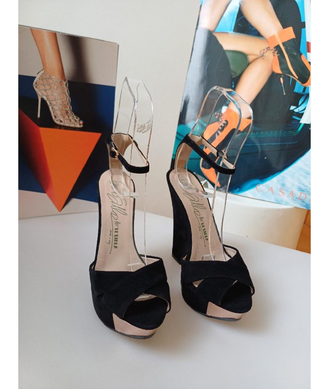 LE SILLA Черные замшевые босоножки, фото 5