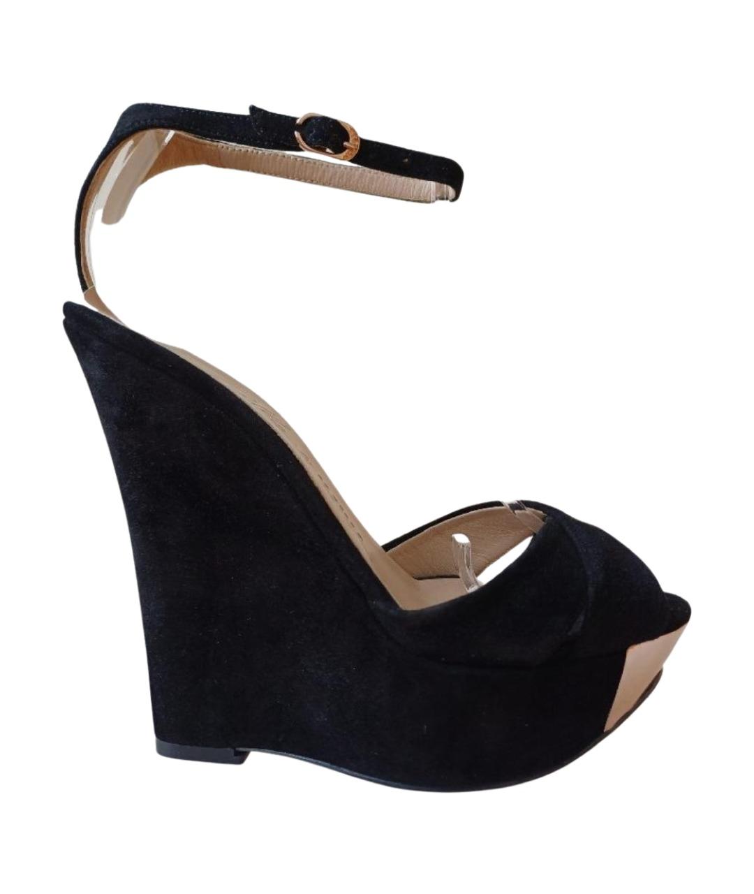 LE SILLA Черные замшевые босоножки, фото 1