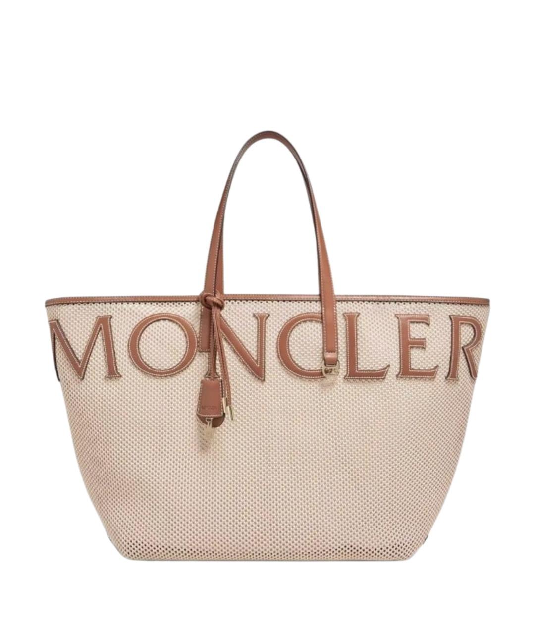 MONCLER Бежевая тканевая сумка тоут, фото 1