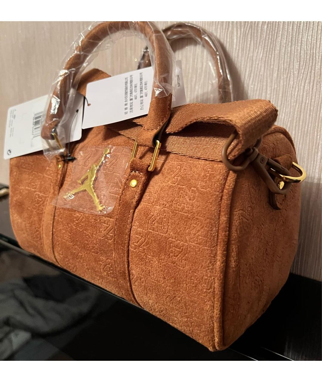 JORDAN Оранжевая замшевая сумка с короткими ручками, фото 2