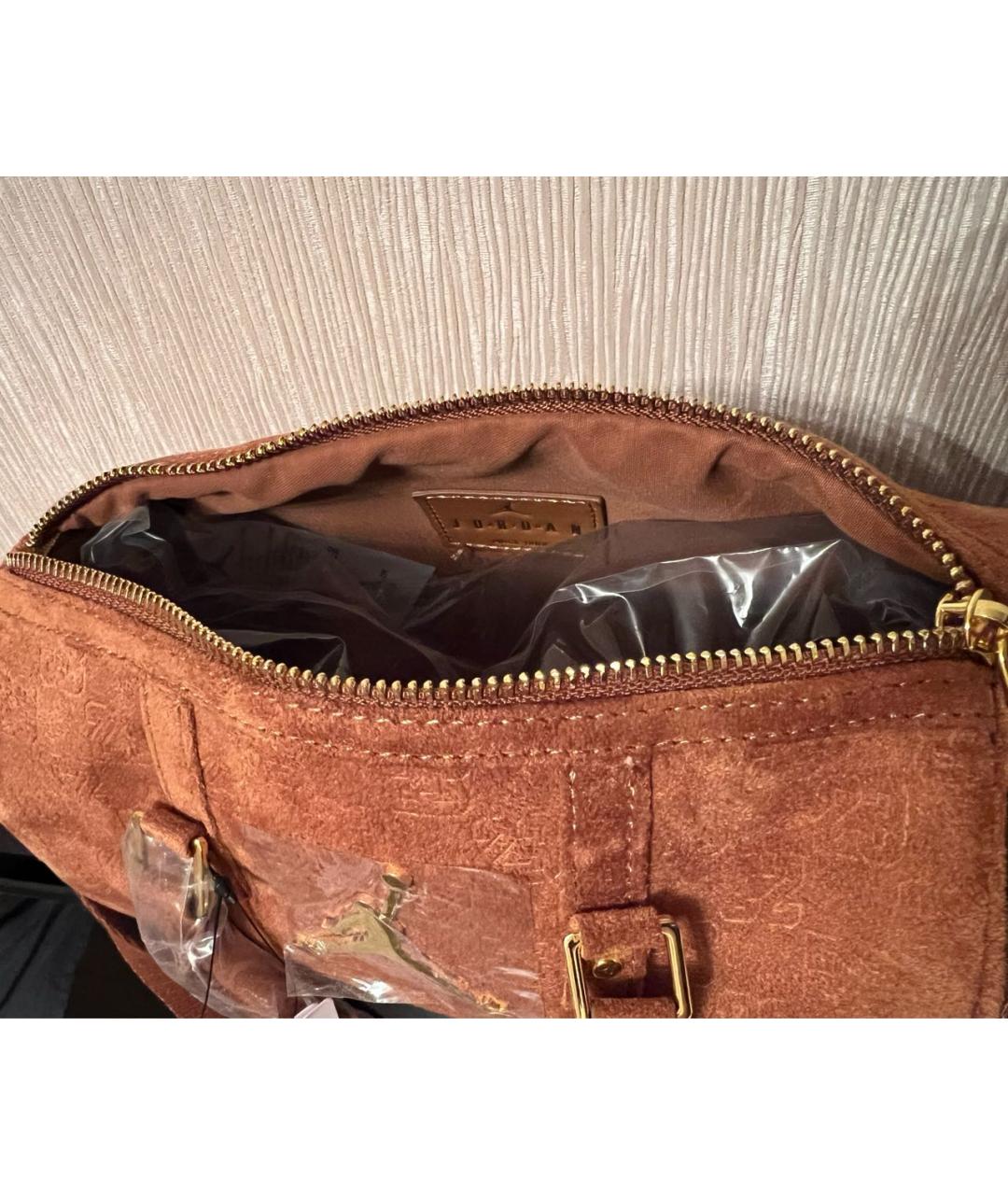 JORDAN Оранжевая замшевая сумка с короткими ручками, фото 3