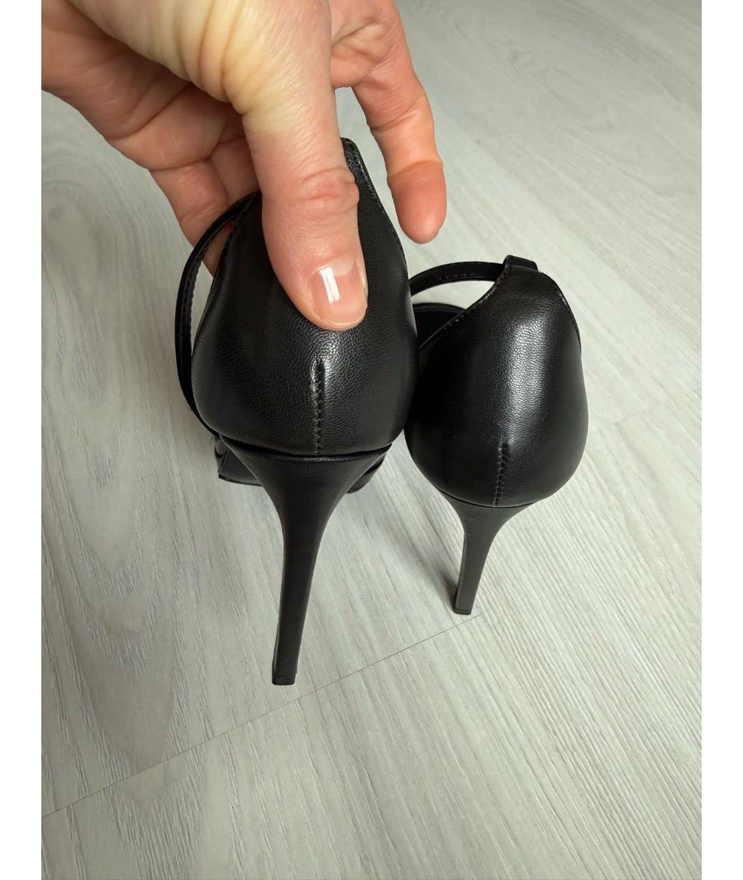 SAINT LAURENT Черные кожаные босоножки, фото 7