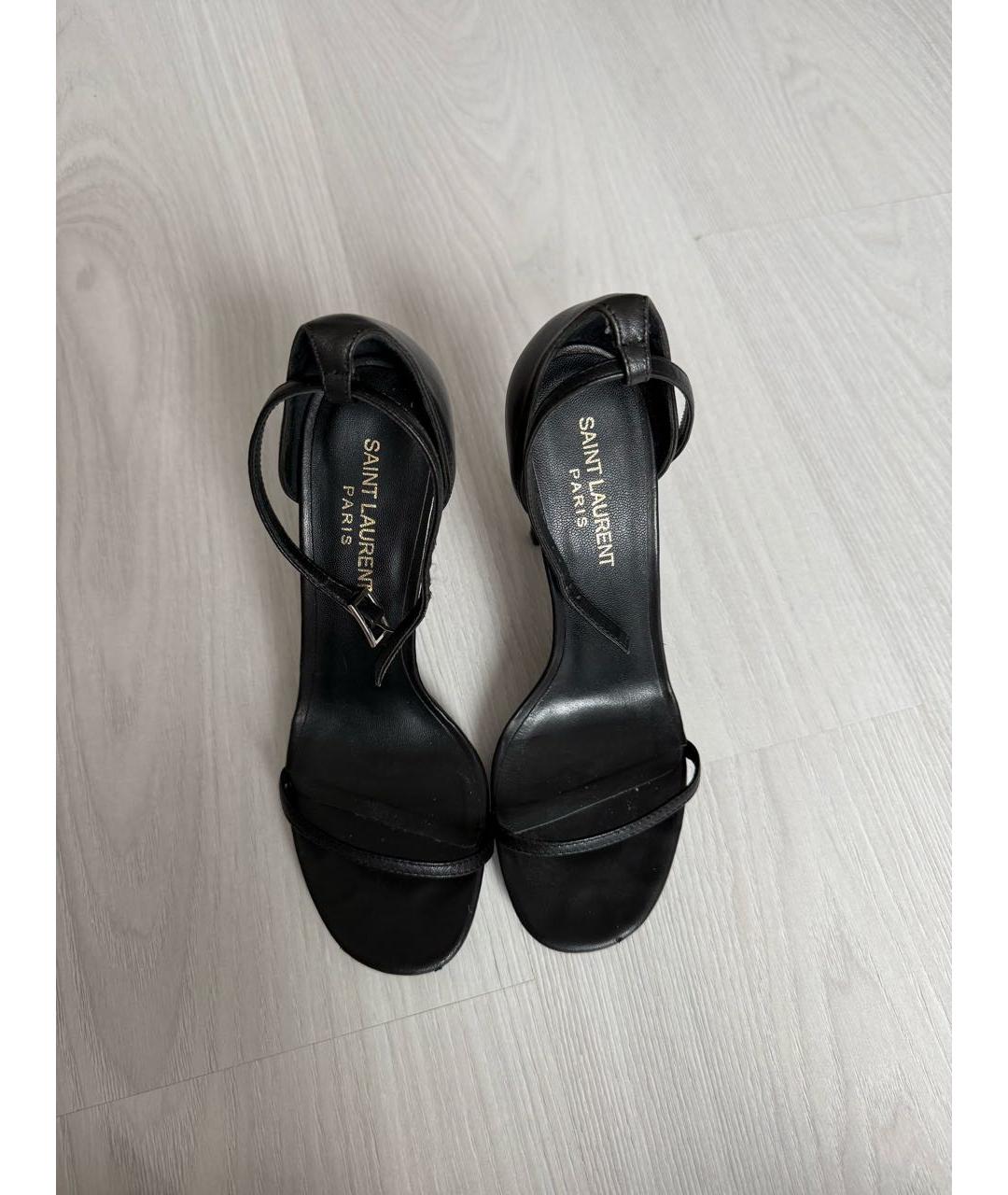 SAINT LAURENT Черные кожаные босоножки, фото 2