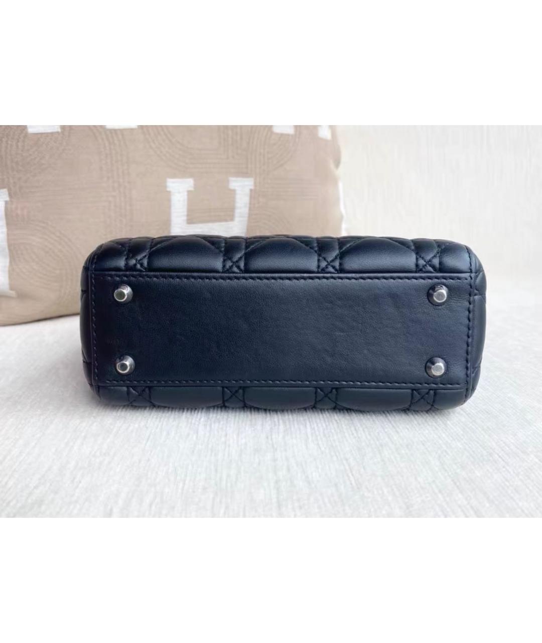 CHRISTIAN DIOR Черная кожаная сумка с короткими ручками, фото 3