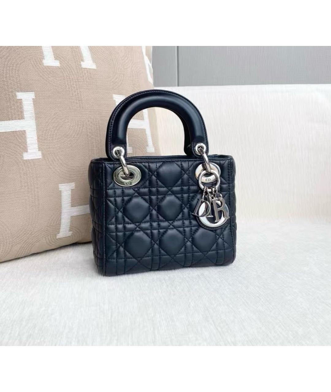 CHRISTIAN DIOR Черная кожаная сумка с короткими ручками, фото 4