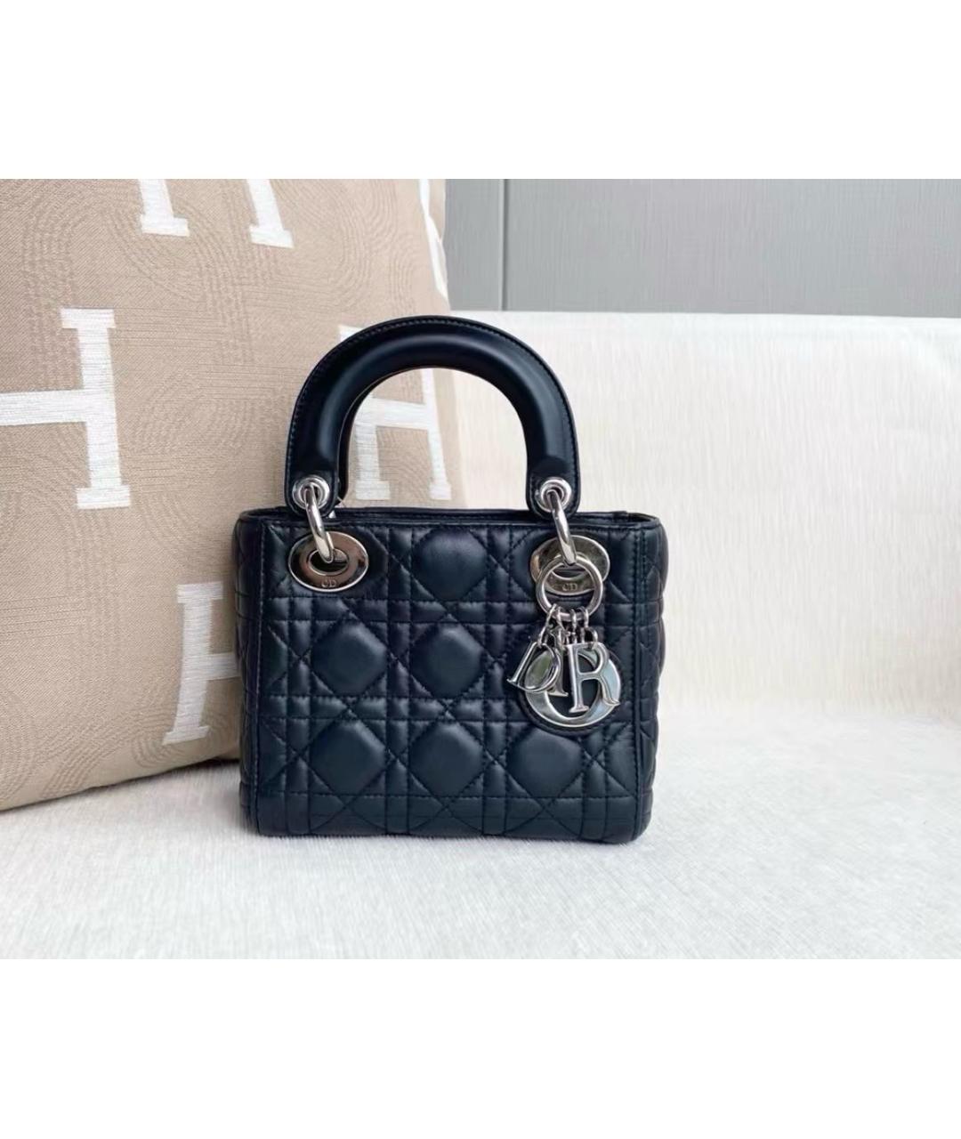 CHRISTIAN DIOR Черная кожаная сумка с короткими ручками, фото 6
