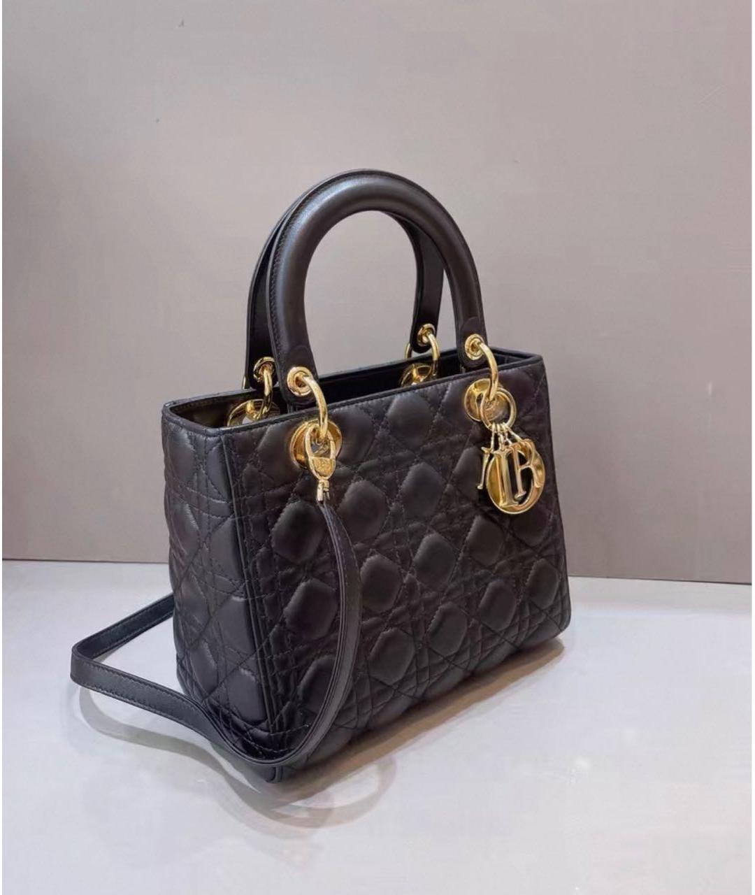 CHRISTIAN DIOR Черная кожаная сумка с короткими ручками, фото 2