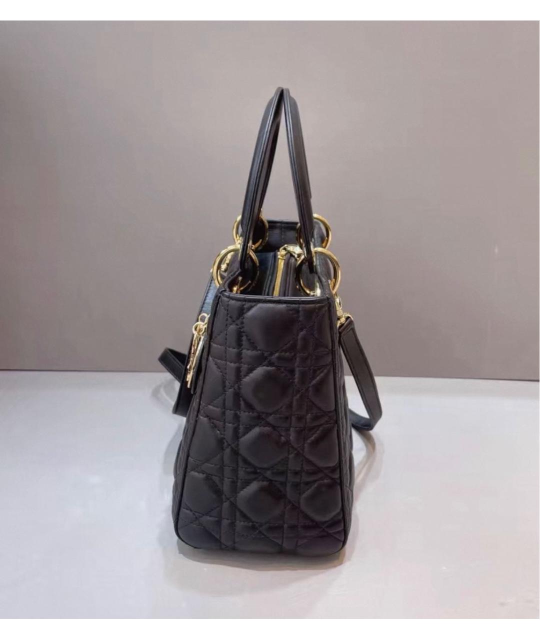 CHRISTIAN DIOR Черная кожаная сумка с короткими ручками, фото 4