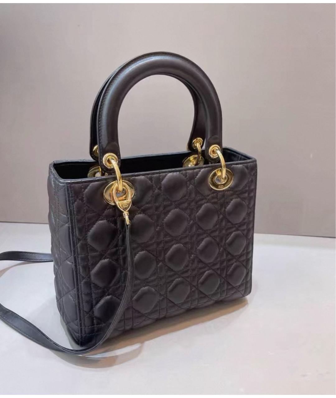 CHRISTIAN DIOR Черная кожаная сумка с короткими ручками, фото 5