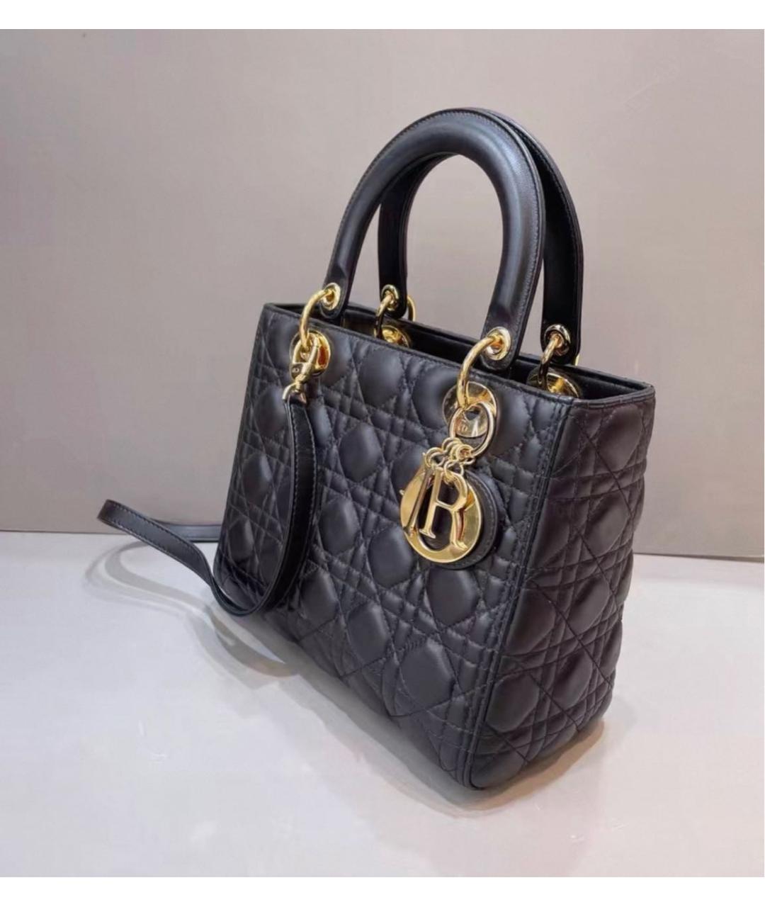 CHRISTIAN DIOR Черная кожаная сумка с короткими ручками, фото 3