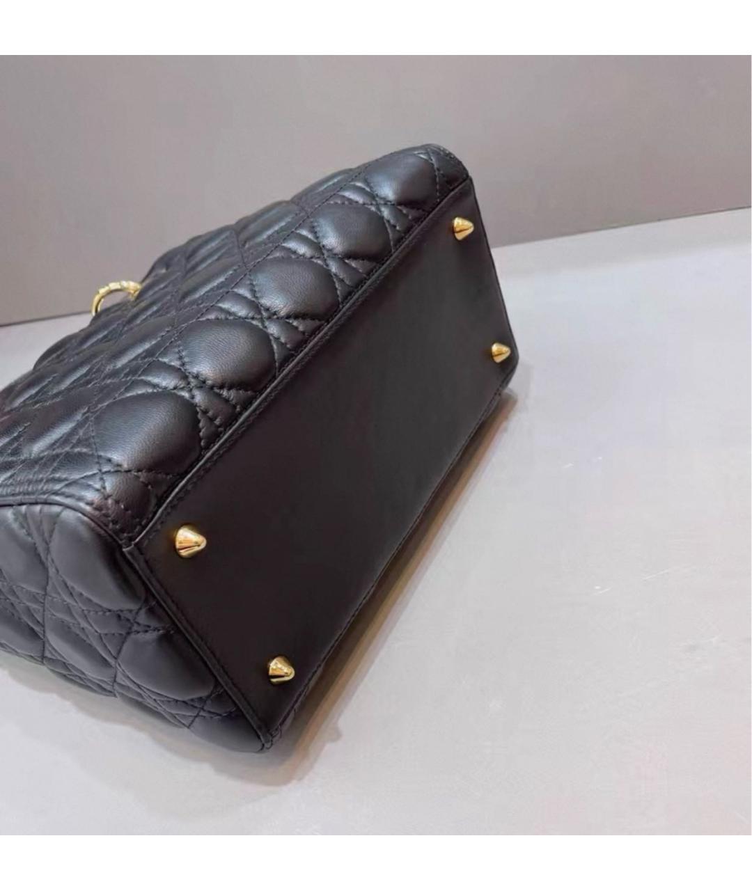 CHRISTIAN DIOR Черная кожаная сумка с короткими ручками, фото 6