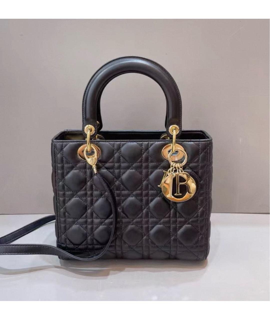 CHRISTIAN DIOR Черная кожаная сумка с короткими ручками, фото 8