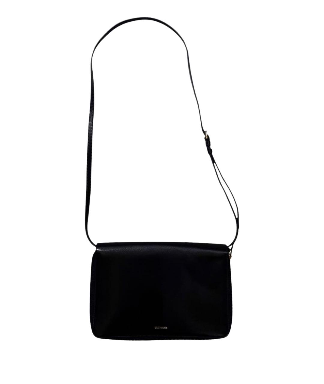JIL SANDER Черная кожаная сумка через плечо, фото 1