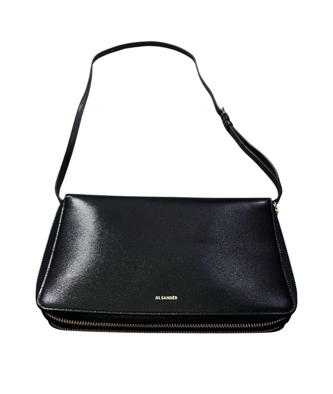 JIL SANDER Черная кожаная сумка через плечо, фото 2