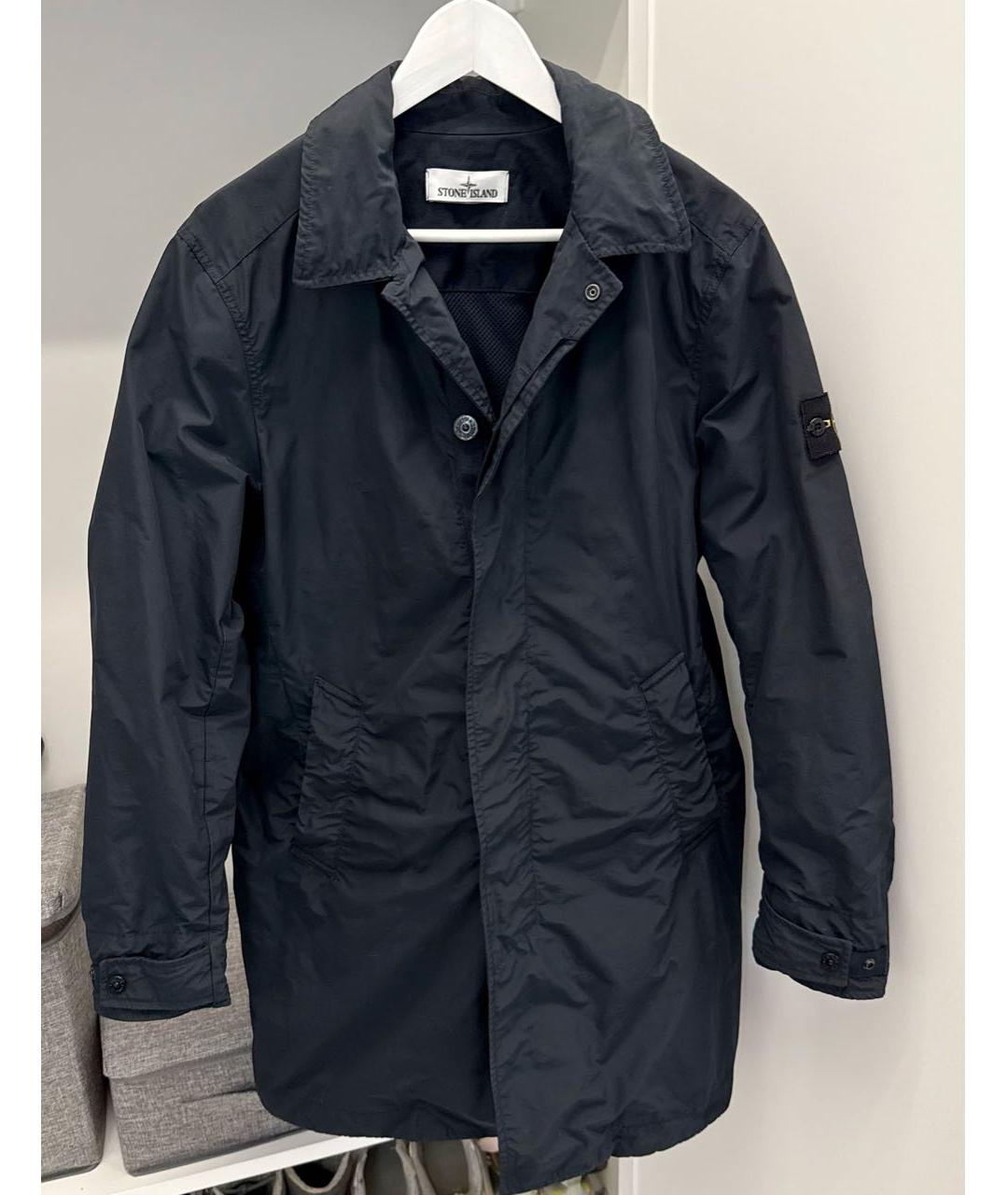 STONE ISLAND Темно-синее полиэстеровое пальто, фото 9