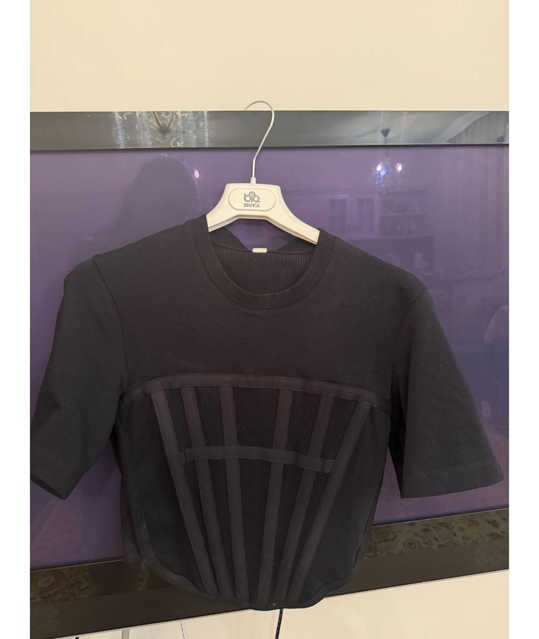 DION LEE Черная хлопковая футболка, фото 2