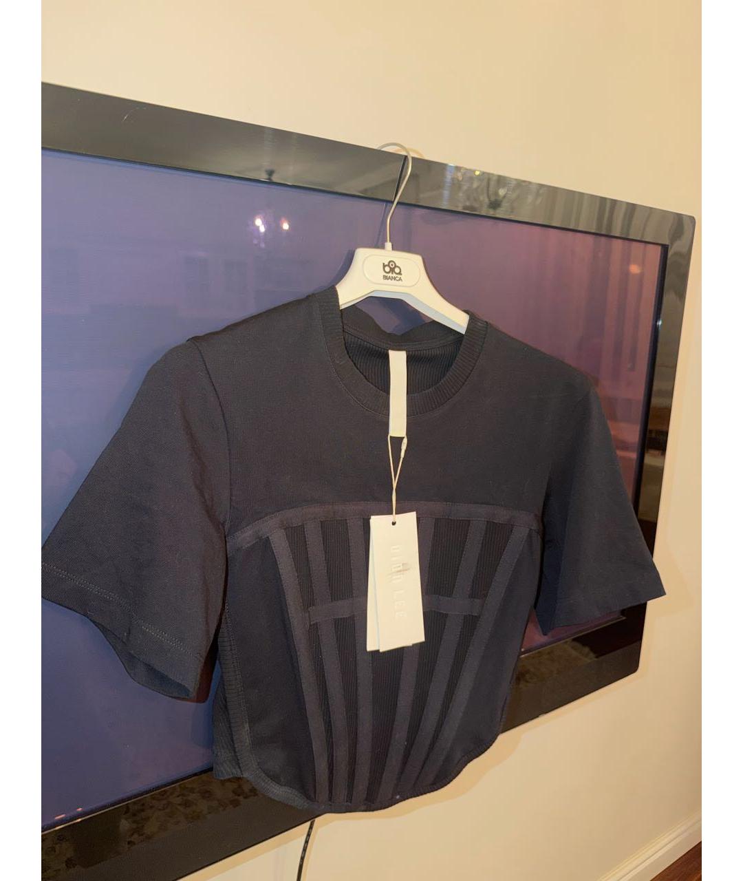 DION LEE Черная хлопковая футболка, фото 7