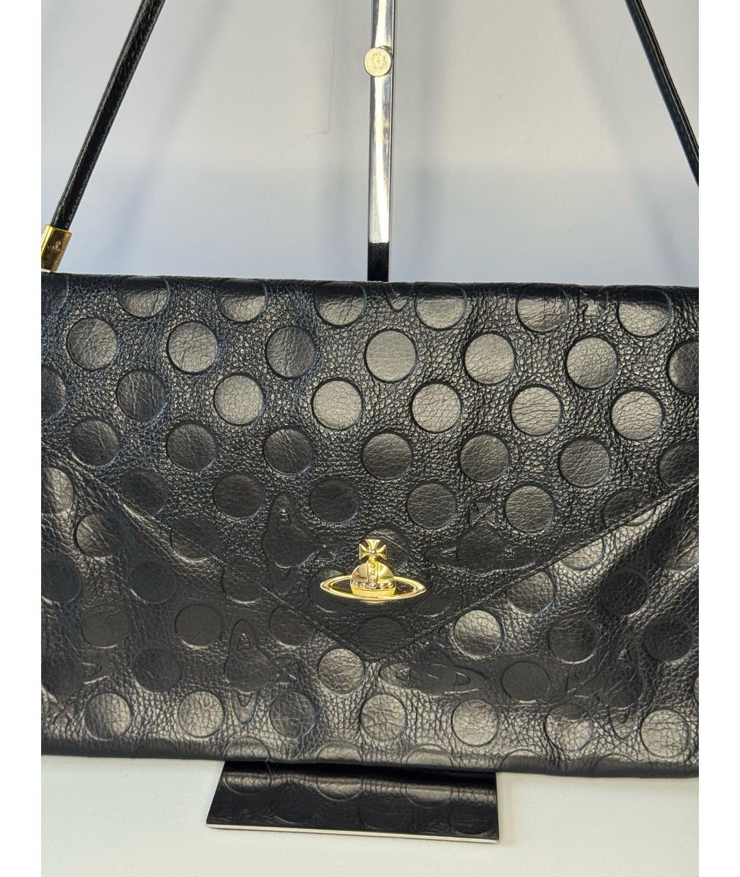 VIVIENNE WESTWOOD Черная кожаная сумка через плечо, фото 3