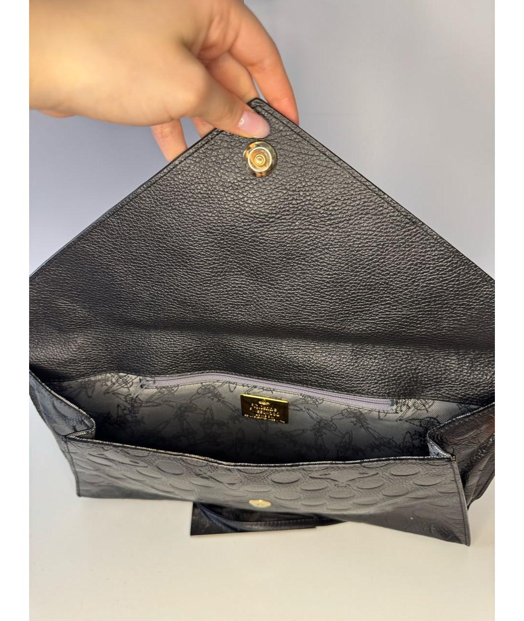 VIVIENNE WESTWOOD Черная кожаная сумка через плечо, фото 4