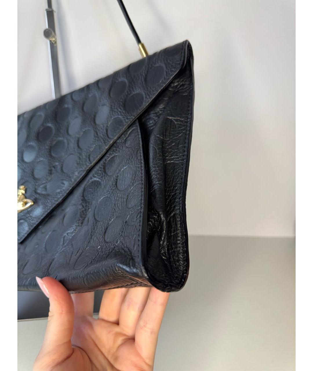 VIVIENNE WESTWOOD Черная кожаная сумка через плечо, фото 6