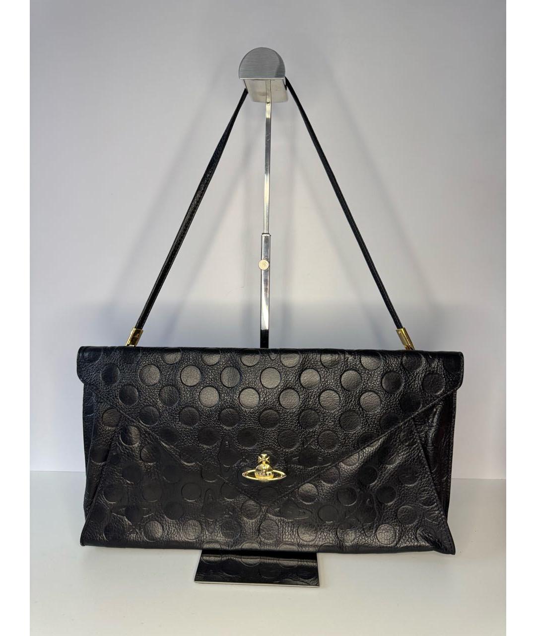 VIVIENNE WESTWOOD Черная кожаная сумка через плечо, фото 8