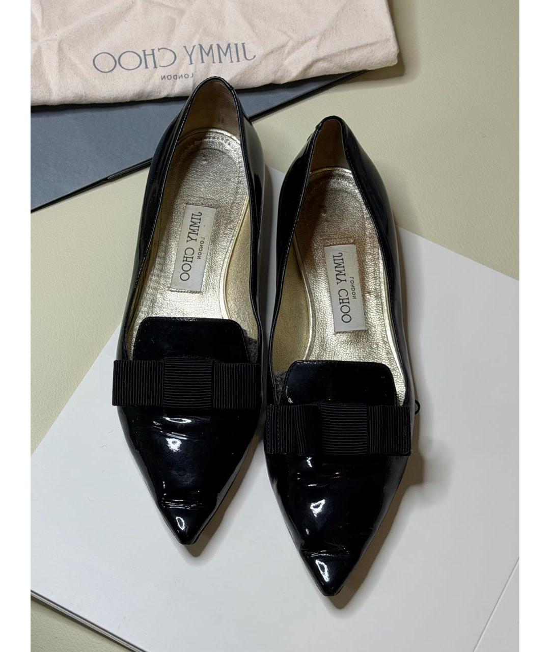 JIMMY CHOO Черные балетки из лакированной кожи, фото 3