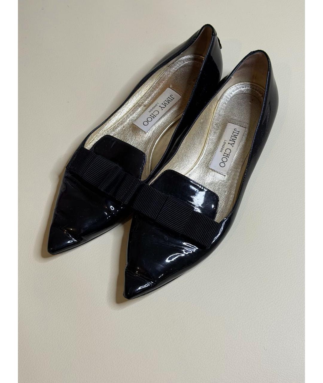 JIMMY CHOO Черные балетки из лакированной кожи, фото 2