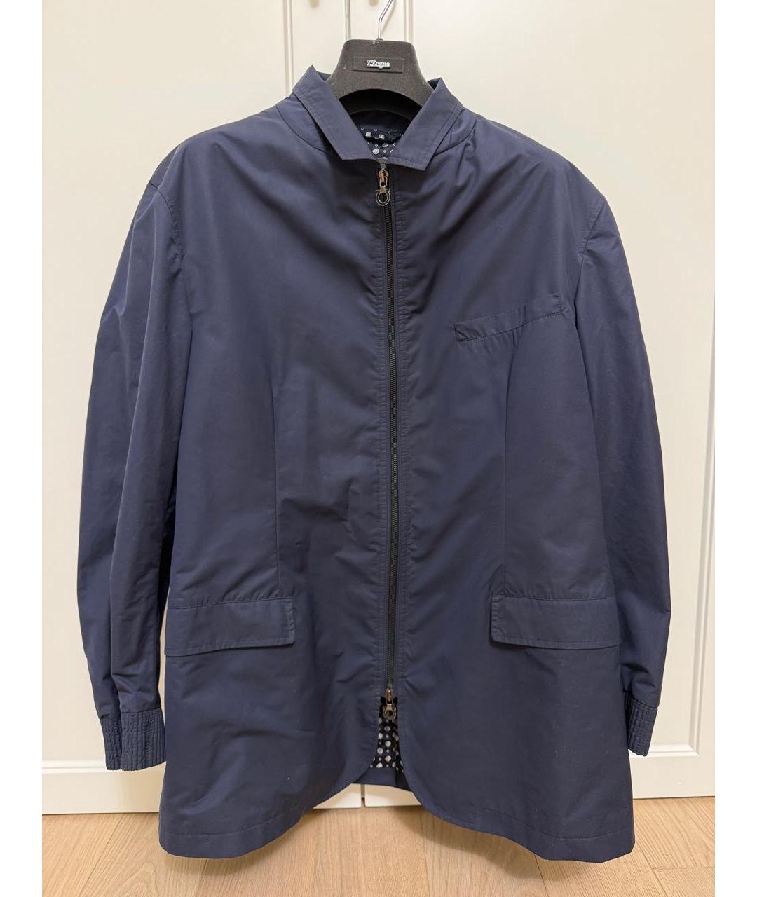 FERRAGAMO Темно-синий полиэстеровый тренч / плащ, фото 6