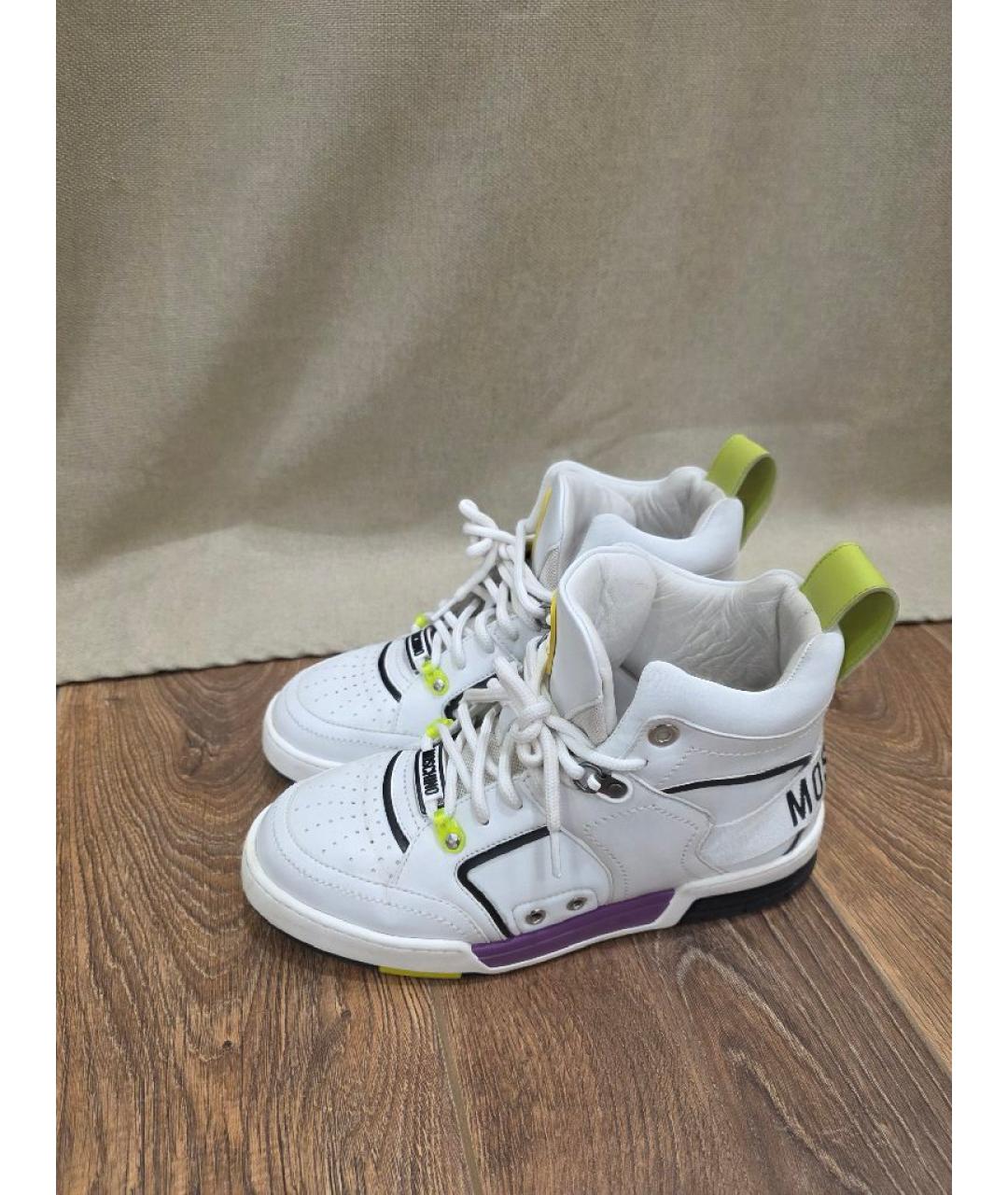 MOSCHINO Белые кожаные кроссовки, фото 5
