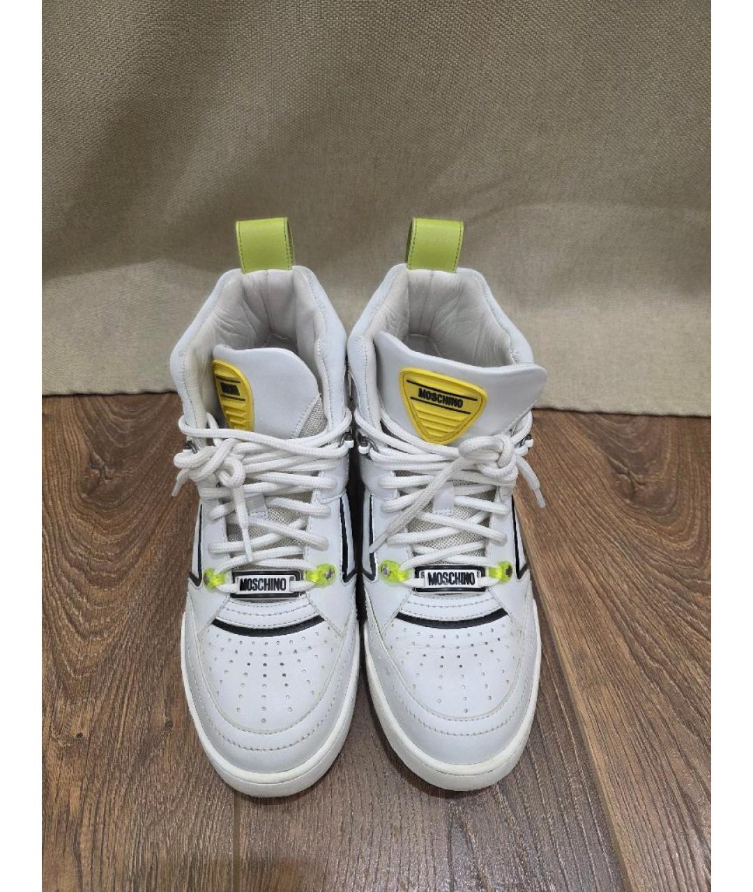 MOSCHINO Белые кожаные кроссовки, фото 2