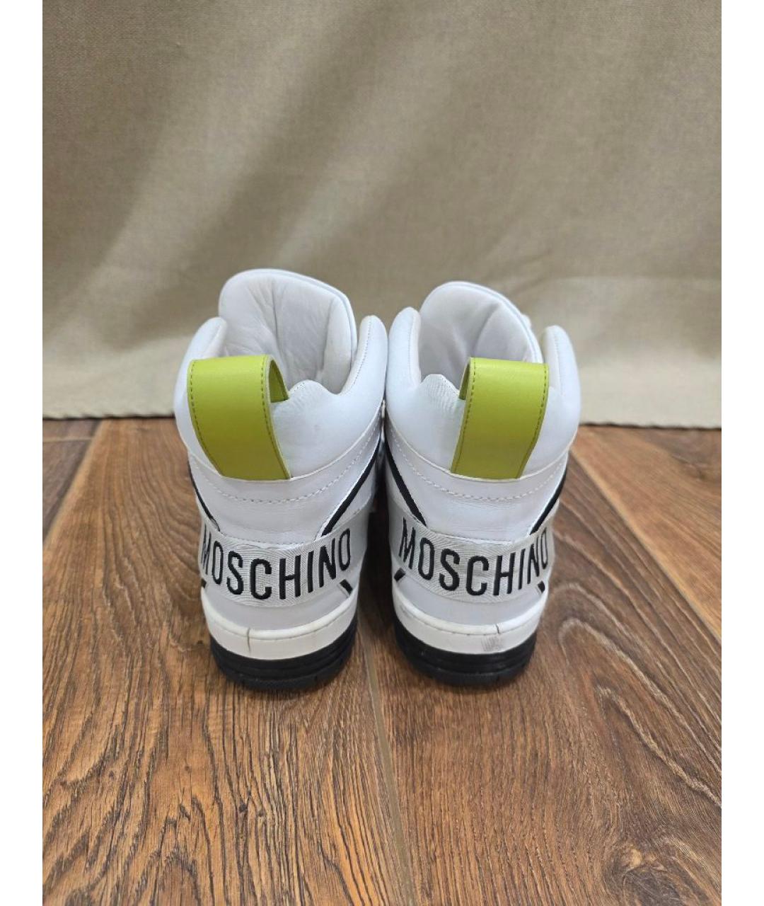 MOSCHINO Белые кожаные кроссовки, фото 4