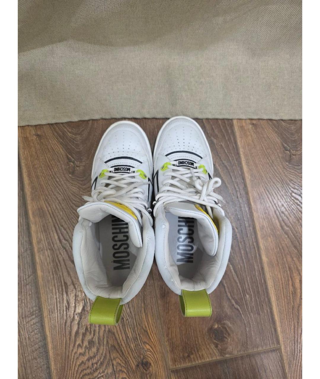 MOSCHINO Белые кожаные кроссовки, фото 3