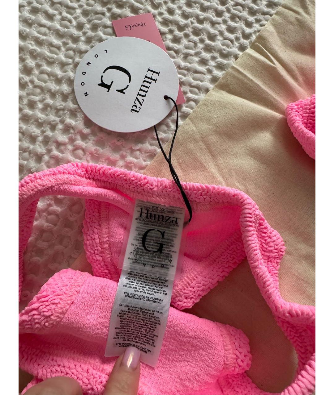 HUNZA G Розовый полиамидовый купальник, фото 3