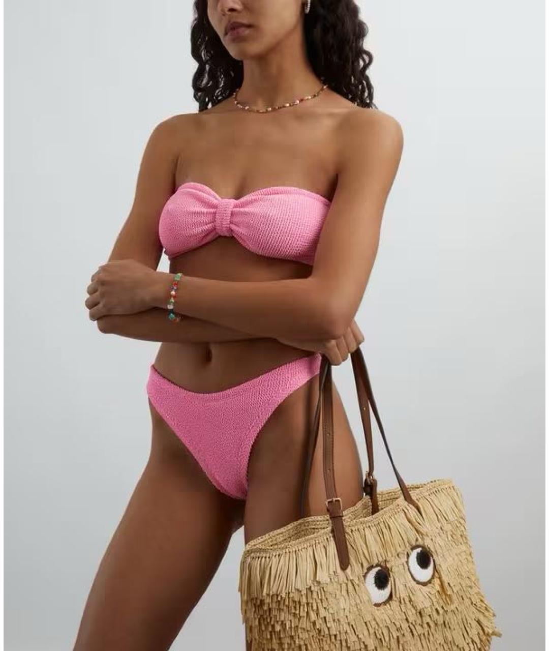 HUNZA G Розовый полиамидовый купальник, фото 7