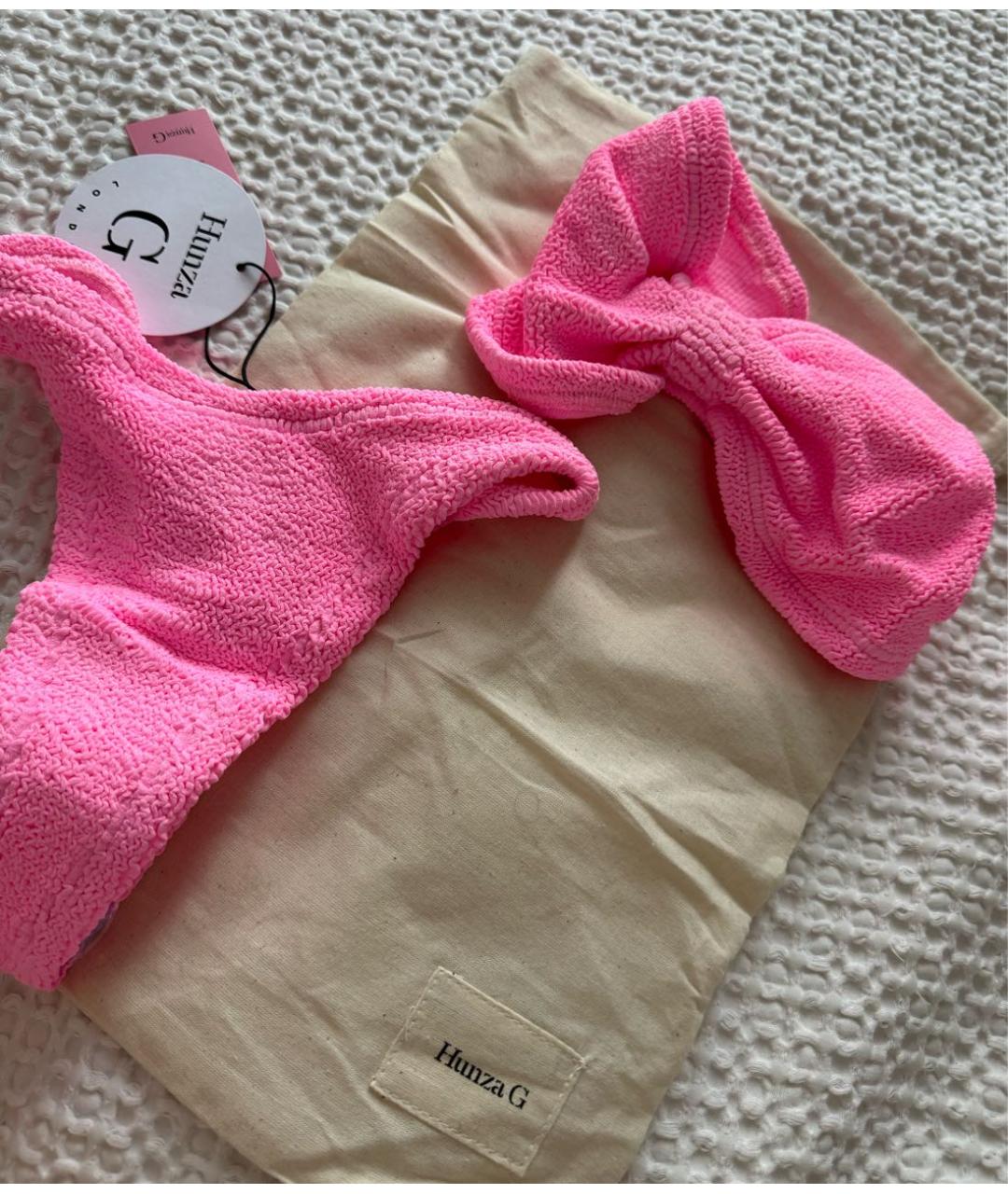 HUNZA G Розовый полиамидовый купальник, фото 2