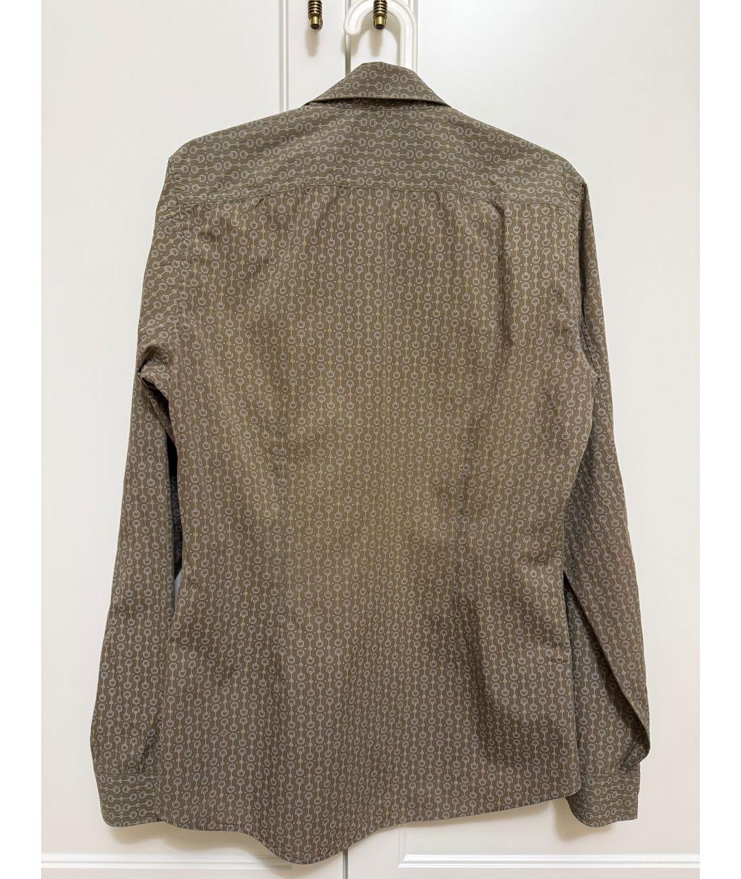 GUCCI Коричневая хлопковая классическая рубашка, фото 2