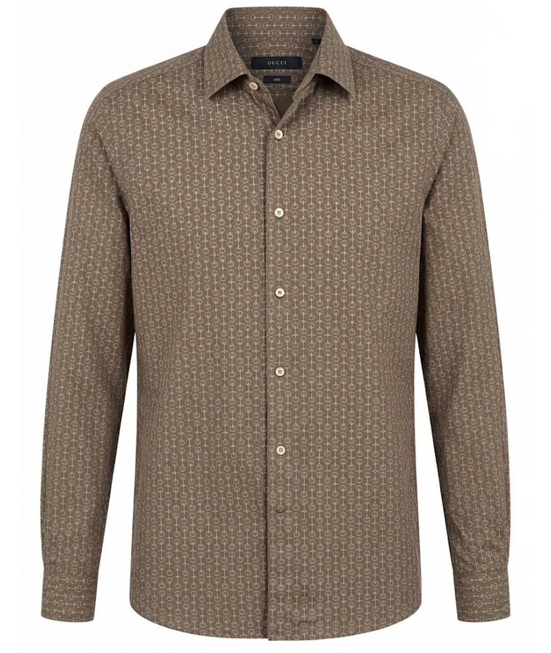 GUCCI Коричневая хлопковая классическая рубашка, фото 1