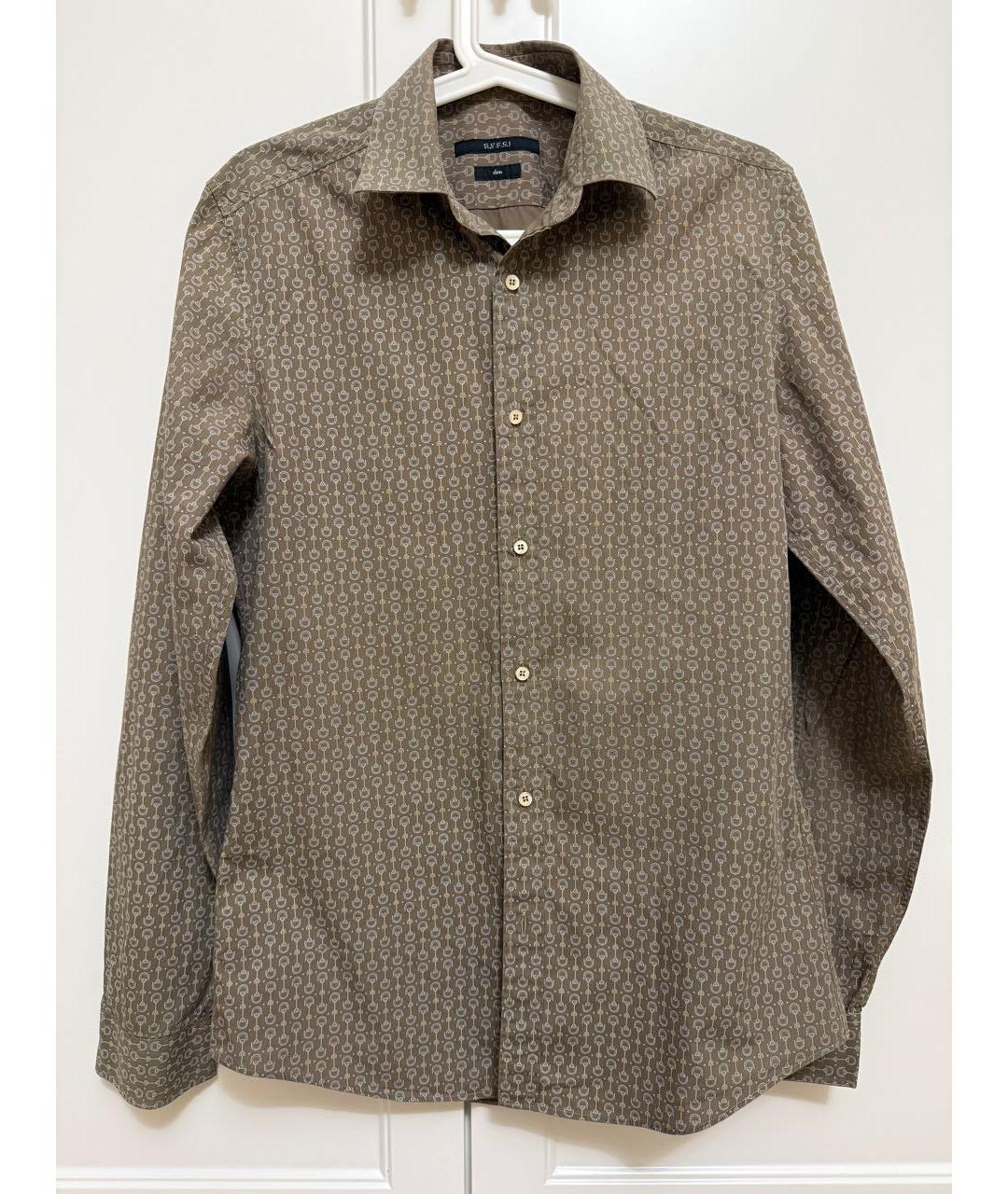 GUCCI Коричневая хлопковая классическая рубашка, фото 5
