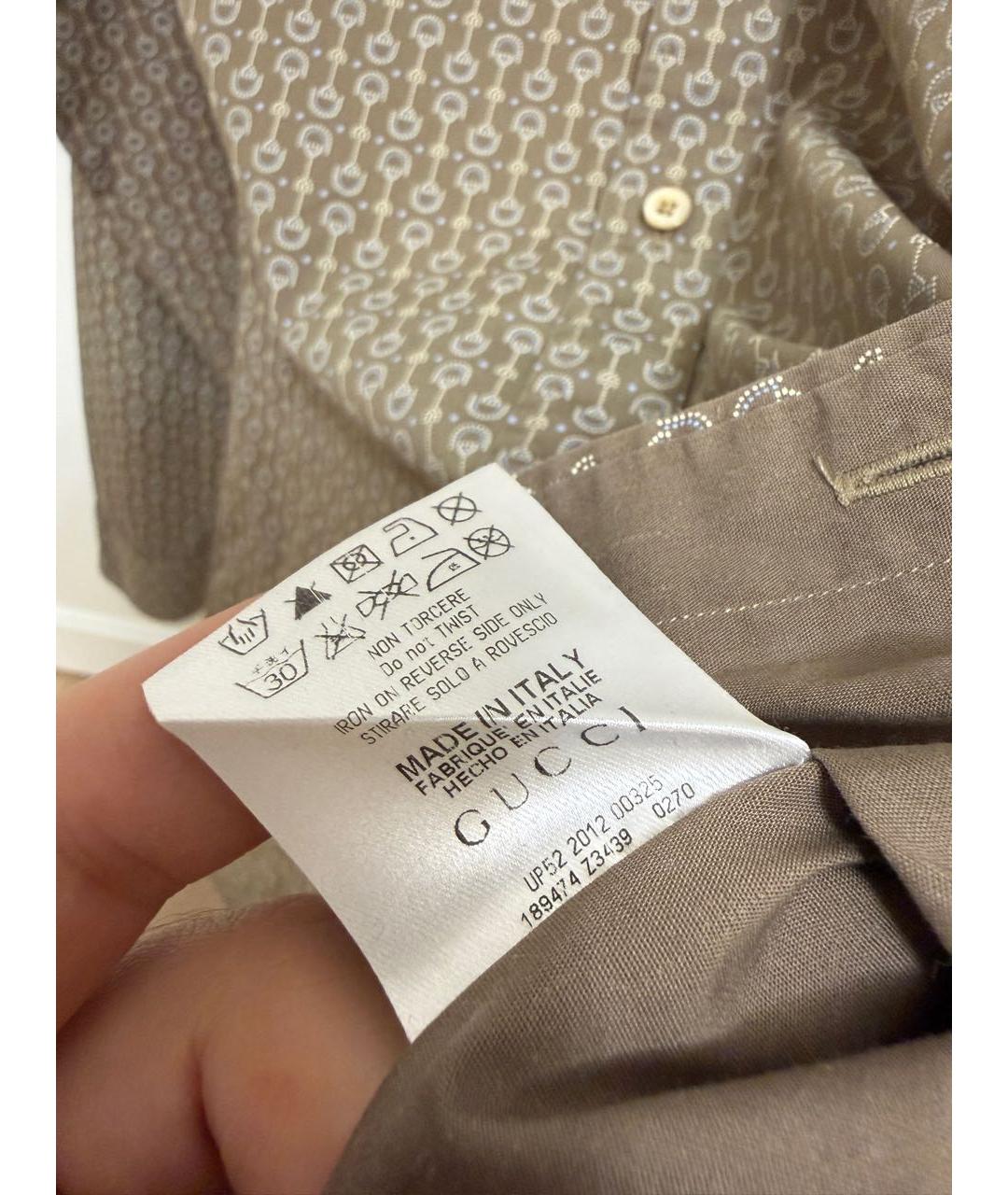 GUCCI Коричневая хлопковая классическая рубашка, фото 4