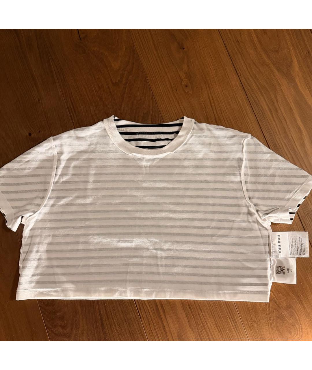 MIU MIU Белая хлопковая футболка, фото 3