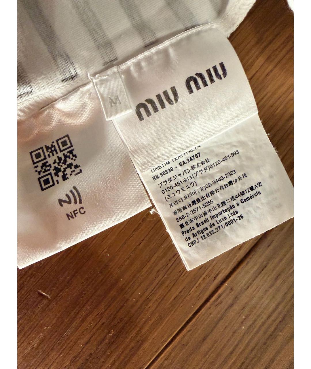 MIU MIU Белая хлопковая футболка, фото 5